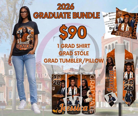 Class of 2026 Graduation Bundle – Shirt, Stole, Pillow & Tumbler